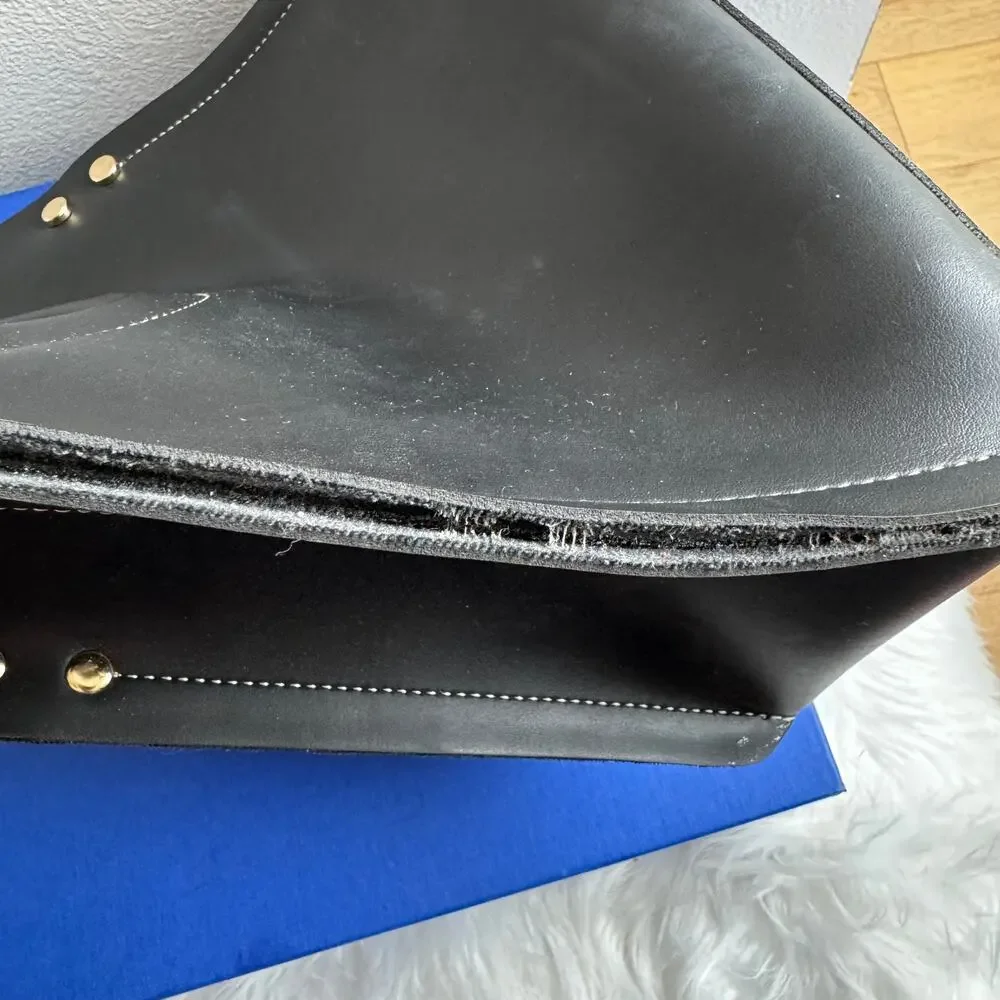 Laura Ashley Black Ivy Zip Tote Bag with Wooden Handles
